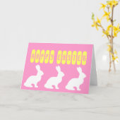 Retro Schattige Dieren Pasen Kaart (Gele Bloem)