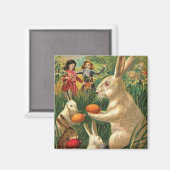Retro Schattige Dieren Pasen Magneet (Voorkant / Achterkant)