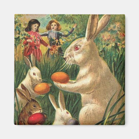 Retro Schattige Dieren Pasen Magneet (Voorkant)