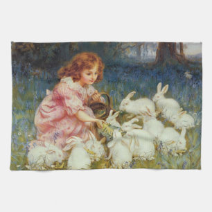 Retro Schattige Dieren Pasen Theedoek
