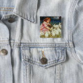 Retro Schattige Dieren Pasen Vierkante Button 5,1 Cm (In situ)