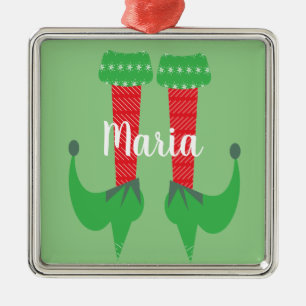 Retro Schattige Elf Voeten Hoge Hakken Kerstcadeau Metalen Ornament