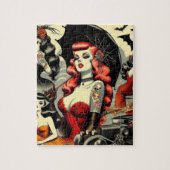Retro Schattige Getatoeëerde Goth Meisjes Legpuzzel (Verticaal)