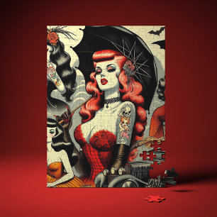 Retro Schattige Getatoeëerde Goth Meisjes Legpuzzel