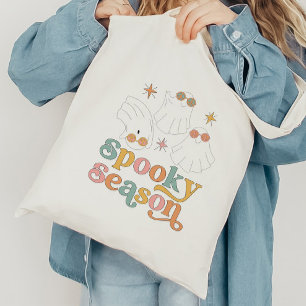 Retro Schattige Ghost Spooky Seizoen Halloween Can Tote Bag