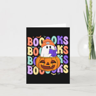 Retro Schattige Ghost Teacher Halloween Librarian Kaart