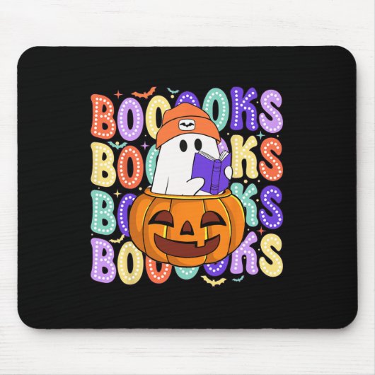 Retro Schattige Ghost Teacher Halloween Librarian Muismat (Voorkant)