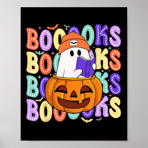 Retro Schattige Ghost Teacher Halloween Librarian Poster