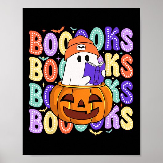 Retro Schattige Ghost Teacher Halloween Librarian Poster (Voorkant)