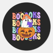 Retro Schattige Ghost Teacher Halloween Librarian  Ronde Sticker (Voorkant)