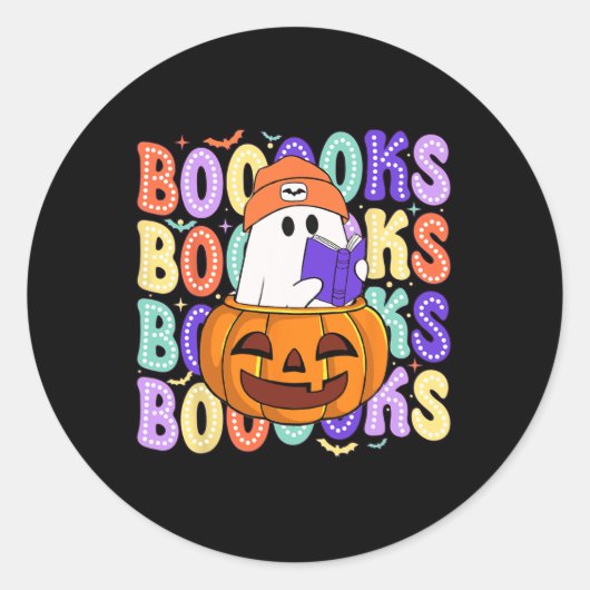 Retro Schattige Ghost Teacher Halloween Librarian  Ronde Sticker (Voorkant)