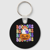 Retro Schattige Ghost Teacher Halloween Librarian  Sleutelhanger (Voorkant)