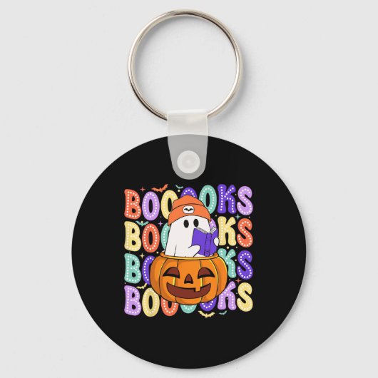 Retro Schattige Ghost Teacher Halloween Librarian  Sleutelhanger (Voorkant)
