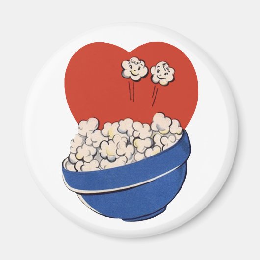 Retro Schattige Humor, Kom Popcorn voor de Film! Magneet (Voorkant)
