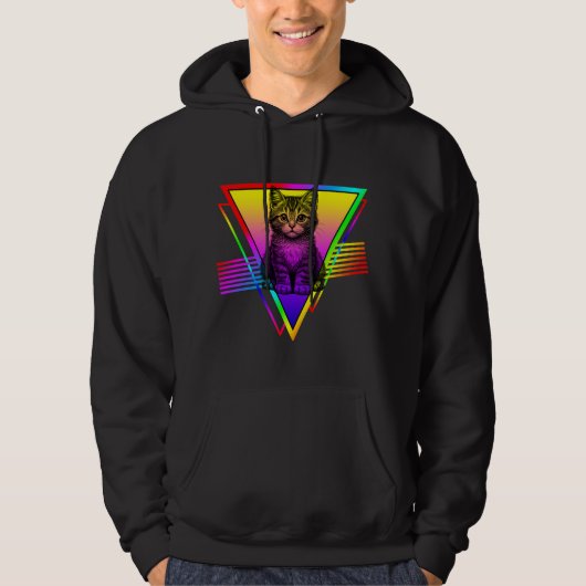 Retro Schattige Kat Hoodie (Voorkant)