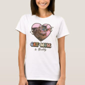 Retro Schattige Kat Moeder Hart Foto T-shirt (Voorkant)