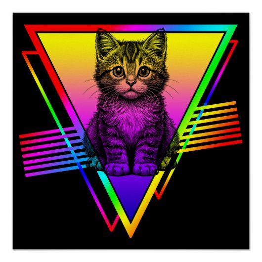 Retro Schattige Kat Perfect Poster (Voorkant)