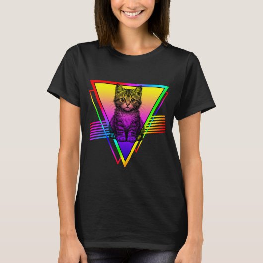 Retro Schattige Kat T-shirt (Voorkant)
