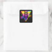 Retro Schattige Kat Vierkante Sticker (Tas)