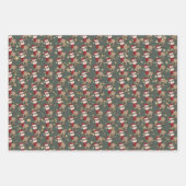 Retro Schattige Kerstgroen Inpakpapier Vel (Voorkant 3)