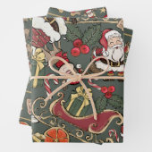  Retro Schattige Kerstgroen Inpakpapier Vel (In situ)