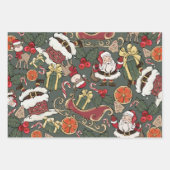 Retro Schattige Kerstgroen Inpakpapier Vel (Voorkant)