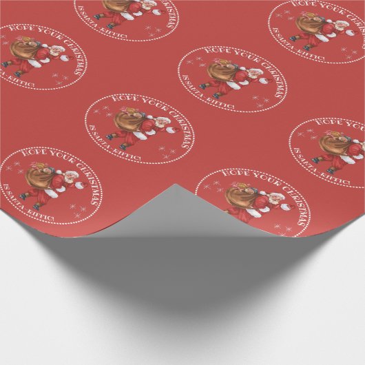  retro schattige kerstman rood wit kerst cadeaupapier (Hoek)
