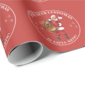  retro schattige kerstman rood wit kerst cadeaupapier (Rol Hoek)