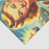 Retro Schattige Kitsch Meisje Tissuepapier (Detail)