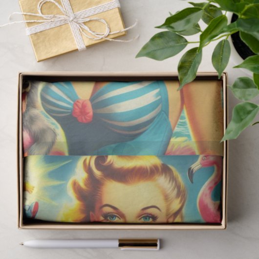 Retro Schattige Kitsch Meisje Tissuepapier (Geschenk)