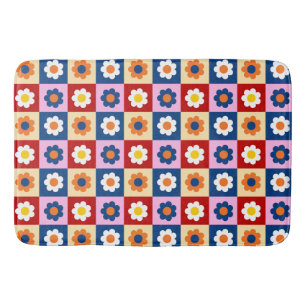 Retro Schattige Kleurrijke Bloemen Patroon Badmat