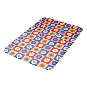 Retro Schattige Kleurrijke Bloemen Patroon Badmat