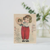 Retro Schattige Little Boy Heart Valentijn Kaart (Staand voorkant)