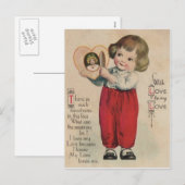 Retro Schattige Little Boy Heart Valentijn Kaart (Voorkant / Achterkant)