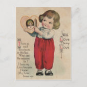 Retro Schattige Little Boy Heart Valentijn Kaart (Voorkant)