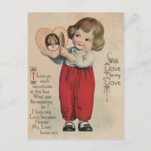 Retro Schattige Little Boy Heart Valentijn Kaart (Voorkant)