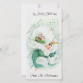  retro Schattige meisje in sneeuw aangepaste kerst Feestdagenkaart (Voorkant)