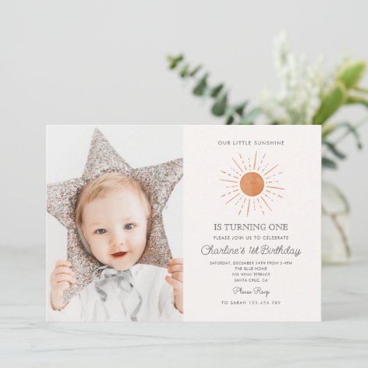 Retro Schattige Onze Kleine Zonneschijn 1e Verjaar Kaart (Staand voorkant)