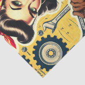Retro Schattige Pin-up Mechanicien Tissuepapier (Detail)