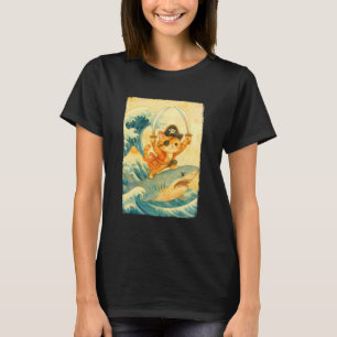 Retro Schattige Piraat Kat Rijdt Haai Grappige Hal T-shirt