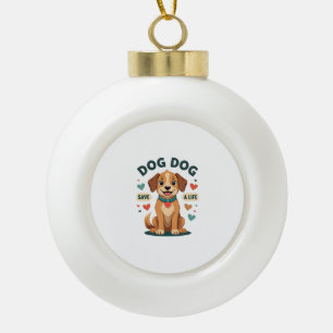 Retro Schattige Reddingshond Save A Life Cartoon P Keramische Bal Ornament