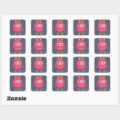 Retro Schattige roze monster Vierkante Sticker (Vel)