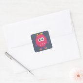 Retro Schattige roze monster Vierkante Sticker (Envelop)