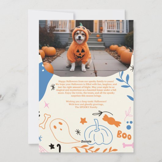 Retro Schattige Roze Sinaasappel Pastel Halloween Feestdagenkaart (Achterkant)