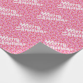 Retro Schattige Roze Vrolijk Kerstfeest Cadeaupapier (Hoek)
