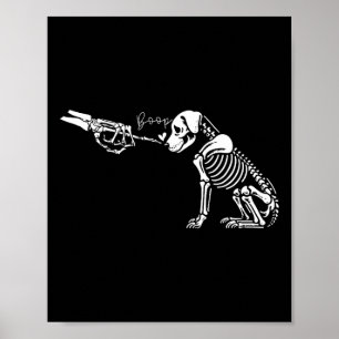 Retro Schattige Skeleton Hand Boop Dog Funny Hallo Poster