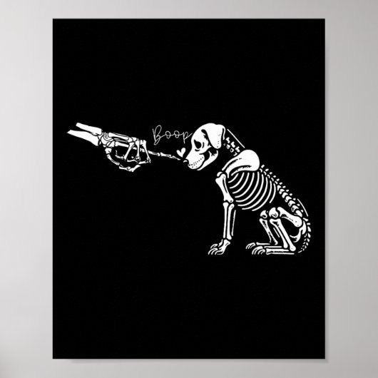 Retro Schattige Skeleton Hand Boop Dog Funny Hallo Poster (Voorkant)