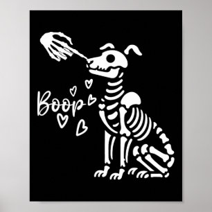 Retro Schattige Skeleton Hand Boop Dog Funny Hallo Poster