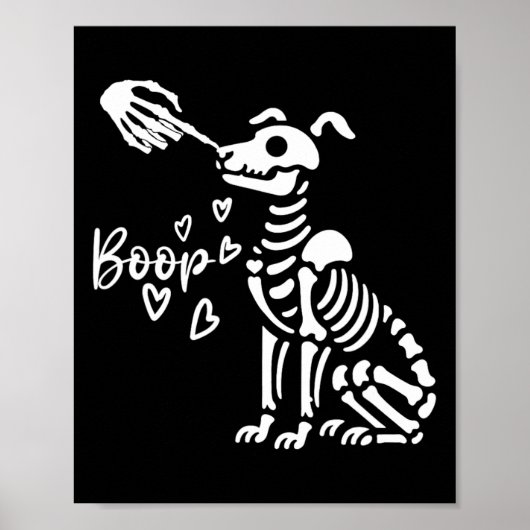 Retro Schattige Skeleton Hand Boop Dog Funny Hallo Poster (Voorkant)
