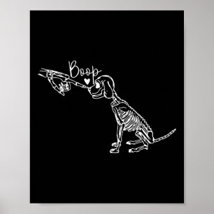 Retro Schattige Skeleton Hand Boop Dog Funny Hallo Poster